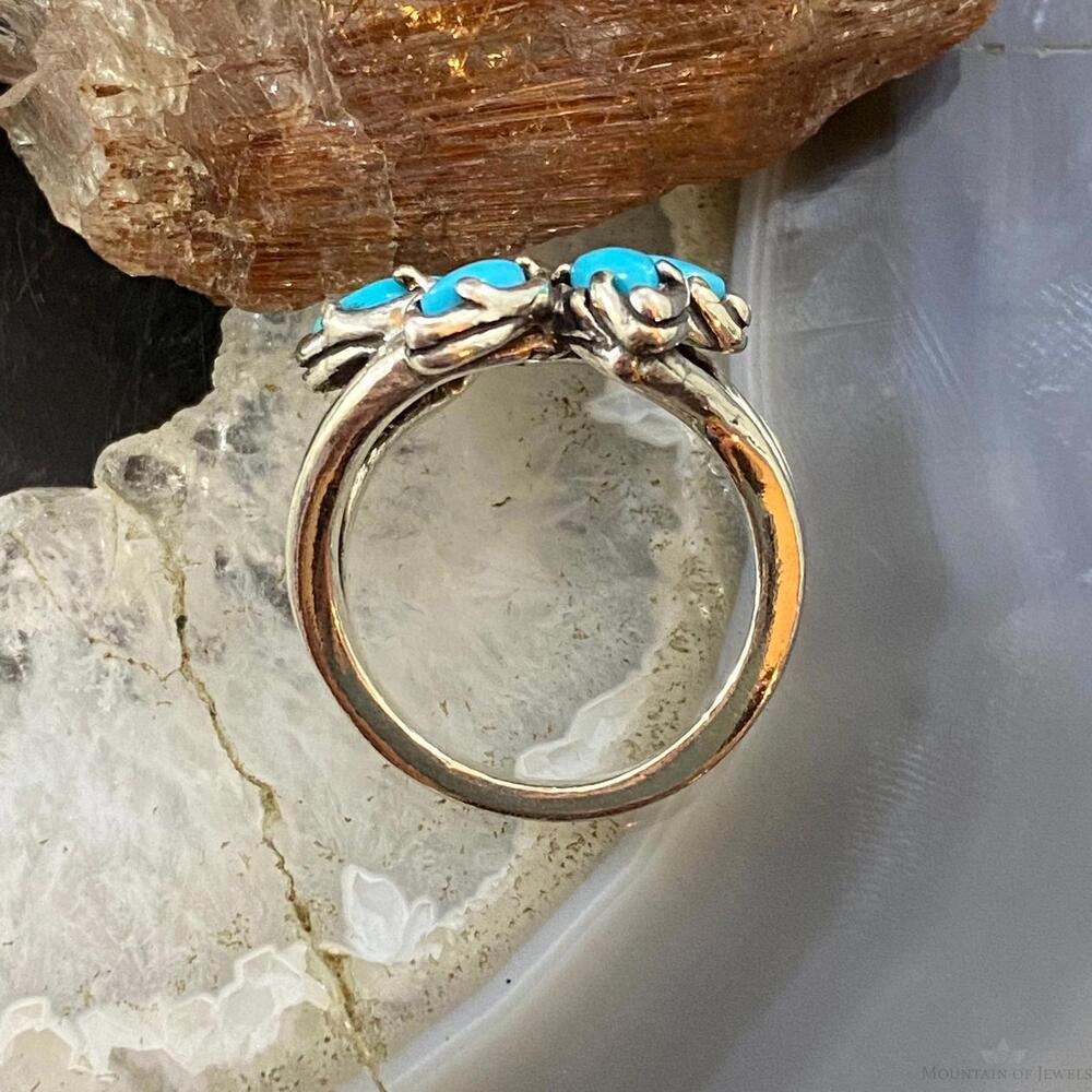 Carolyn Pollack Vintage Sterling Sleeping Beauty Turquoise Flower Cluster Ring - Picture 8 of 10